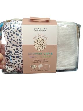 CALA Shower Cap & Hair Turban - Leopard & Cream